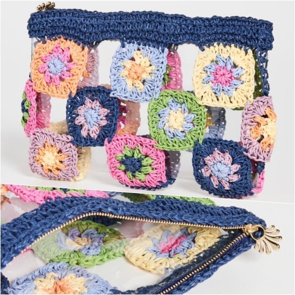 Lele Sadoughi Crochet Granny Square Pouch Bag New - Picture 1 of 8